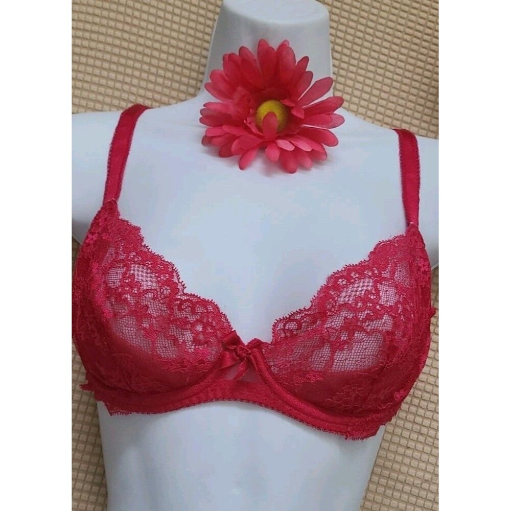L'AGENT BY AGENT PROVOCATEUR Womens Bra Elegant Floral Lace Red 34B